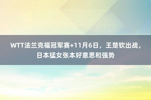 WTT法兰克福冠军赛+11月6日，王楚钦出战，日本猛女张本好意思和强势