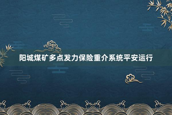 阳城煤矿多点发力保险重介系统平安运行