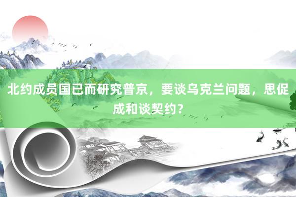 北约成员国已而研究普京，要谈乌克兰问题，思促成和谈契约？