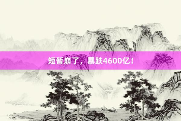短暂崩了,暴跌4600亿!